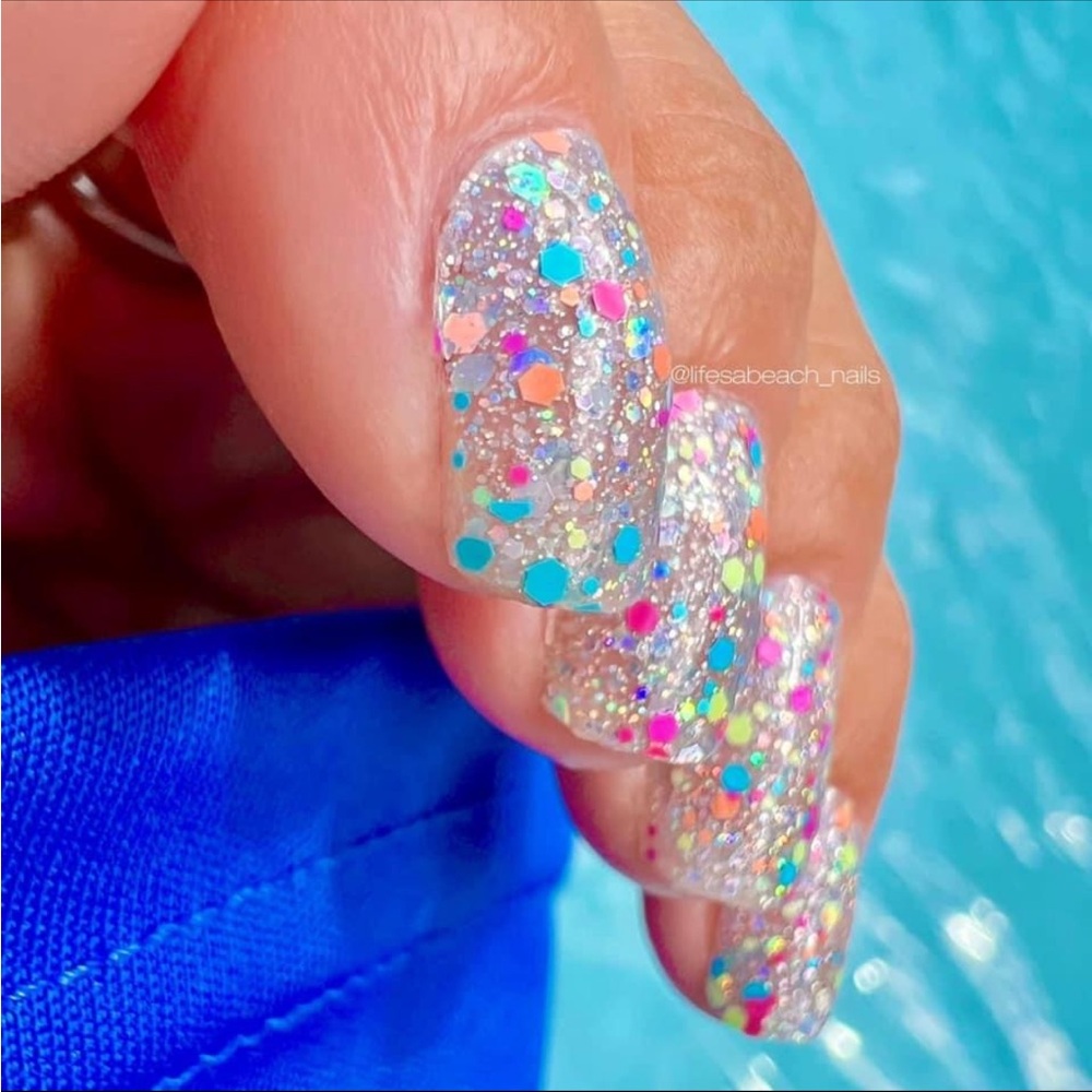 *Retired* Color Street: Botanical Burst | Pink Blue Glitter Clear Overlay Spring - Picture 6 of 14